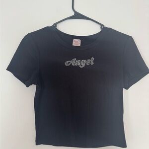 Black 'Angel' Crop Top